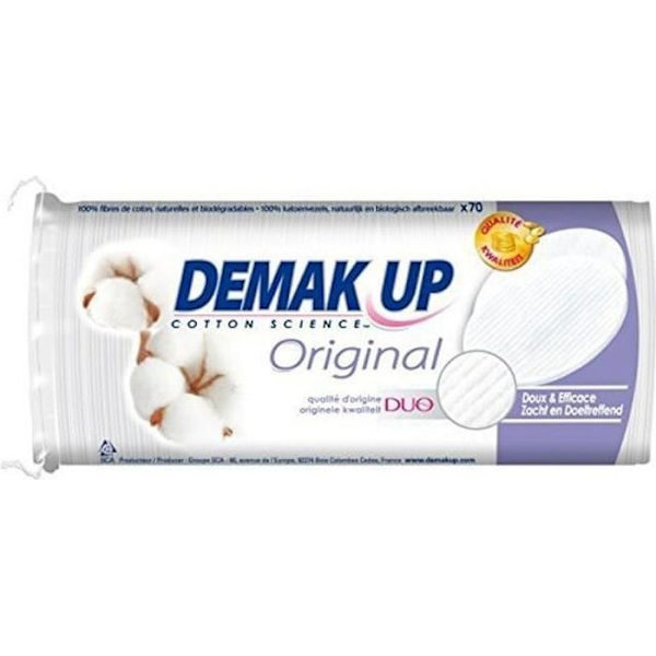 Ovala bomullsrondeller för att ta bort smink 70x Demak'Up Vit