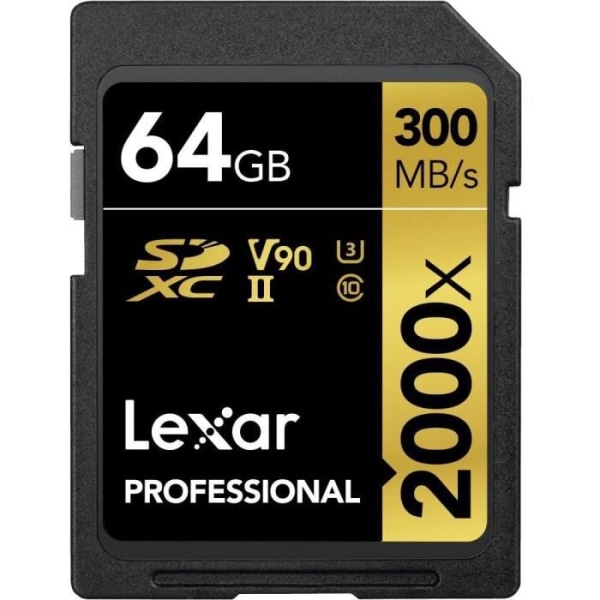Lexar UHS-II Professional 2000x 64GB SDXC-kort utan läsare, upp till 300MB/s Läs () - LSD2000064G-BNNAG