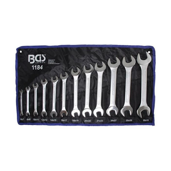 Nyckelset - BGS TECHNIC - 12 delar - Krom-vanadium stål - 6x7 till 30x32 mm