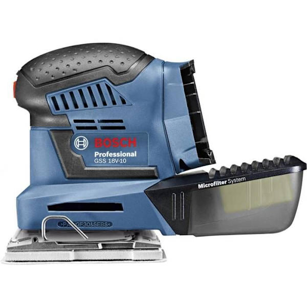 Vibrerande slipmaskin - BOSCH - GSS18 V-10 - Utan batteri, utan laddare - tillbehör - L-Boxx - 06019D0202 Blå