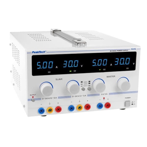PeakTech Peak Tech linjär dubbel laboratorieströmförsörjning 2 x 0 till 30 V/05 A DC med