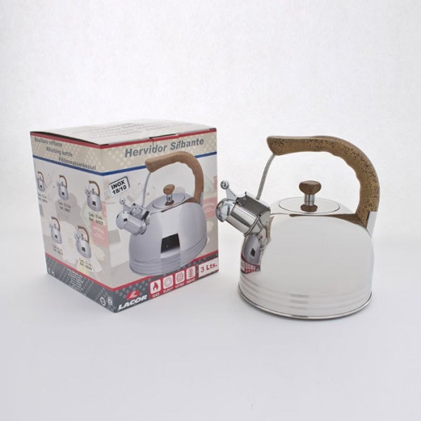 Pipande vattenkokare 3 liter - Lacor Metallisk