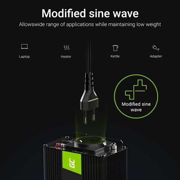 Green Cell 500W/1000W Modifierad sinusspänningsomvandlare DC 12V AC 230V Sinusformad strömriktare, invertertransformator