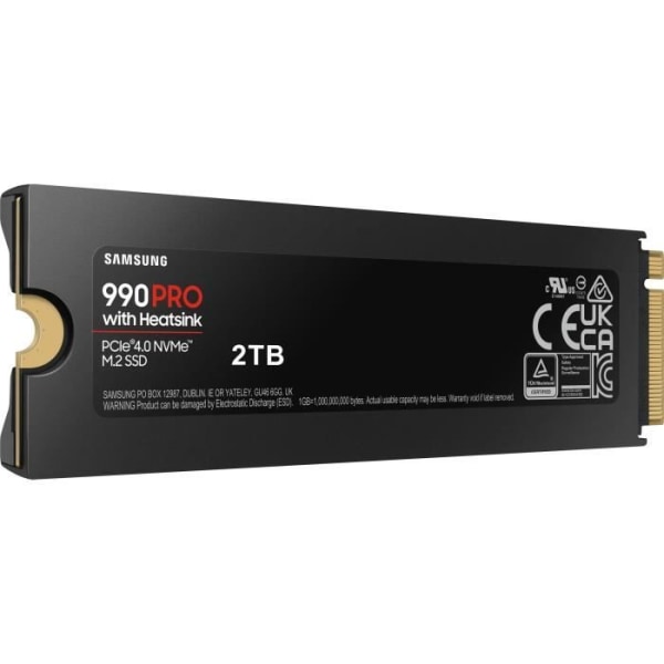 SAMSUNG - 990 PRO - Intern SSD - 2 TB - Med kylfläns - PCIe 4.0 - NVMe 2.0 - M2 2280 - Upp till 7450 MB/s (MZ-V9P2T0GW)