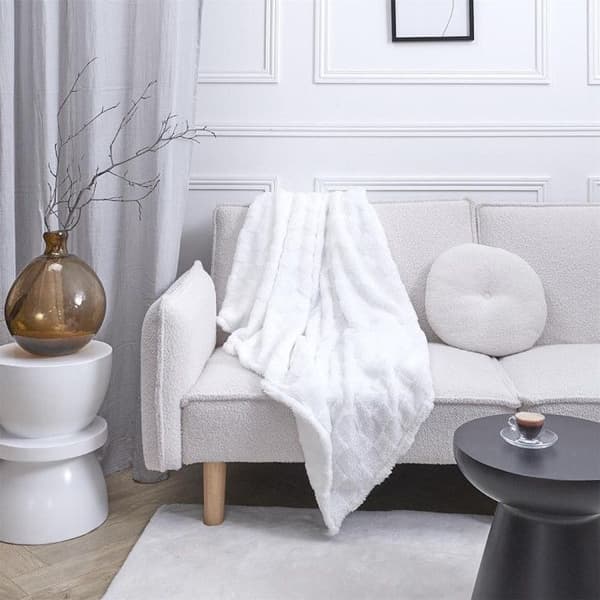 Rutig - HEM DECO FABRIK - Flanell - Rutig - Vit och Beige Vit