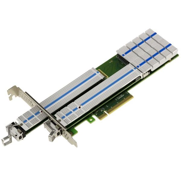 KALEA-INFORMATIQUE PCIe 3.0 x8 kontrollerkort för 2 SSD M.2 NVMe M Key HARWARE RAID 0 1, JBOD med utdragbara RACKS