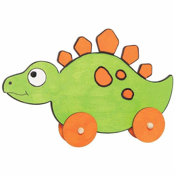 Pull Toy - Baker Ross Push Toy - FC830 - Wooden Pull Toy Dinosauriemönster - Set med 4, leksaker för barn ()