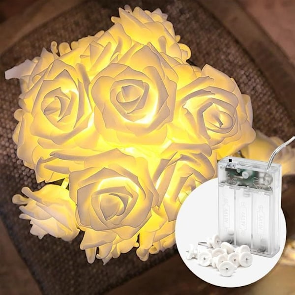 Ljusgirland - COBUS - Tygerosor - 20 LED varm vit - 4m - Inomhus Vit