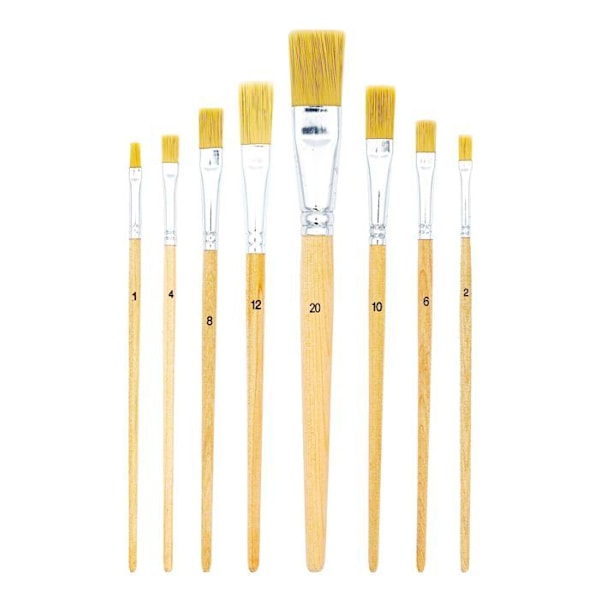 Tsi - 49209 - Set med penslar för måleri, 8 st, Storlekar: 1, 2, 4, 6, 8, 10, 12 och 20, Naturstång, Art. nr.