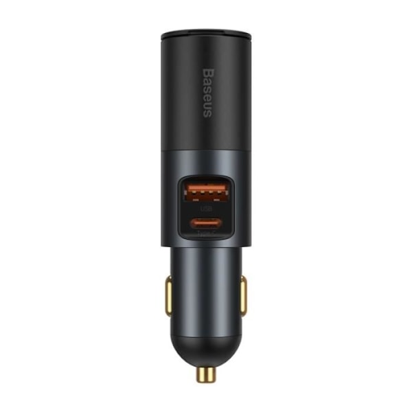 Cigarettändarladdare - BASEUS - 120W - Dubbel USB-port - Typ C - Snabbladdning svart
