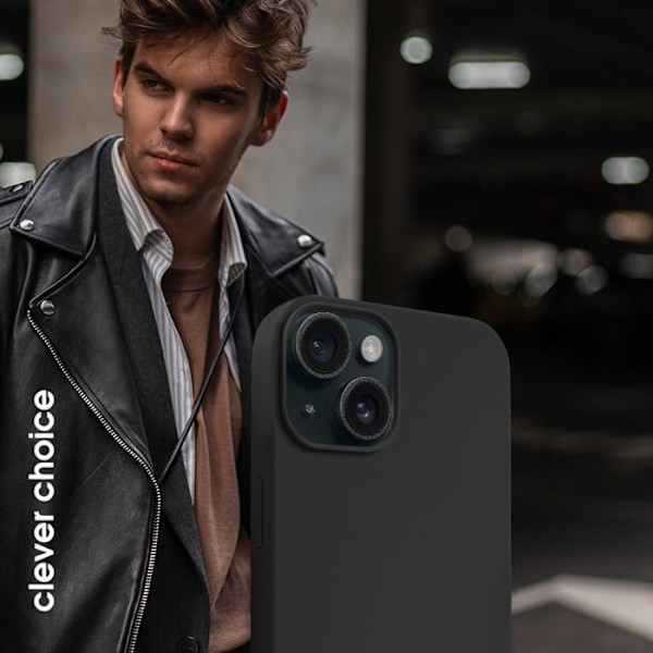 Telefonskal - Crong - Färgad magnetisk skyddsöverdrag - iPhone 15 Plus - Svart - Mjuk - Stötsäker Svart