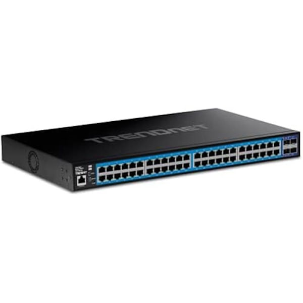 Intelligent Web-switch - TRENDNET - TEG-3524S - 48 Gigabit-portar - 4 SFP+-portar 10G - IPv6-hantering Svart