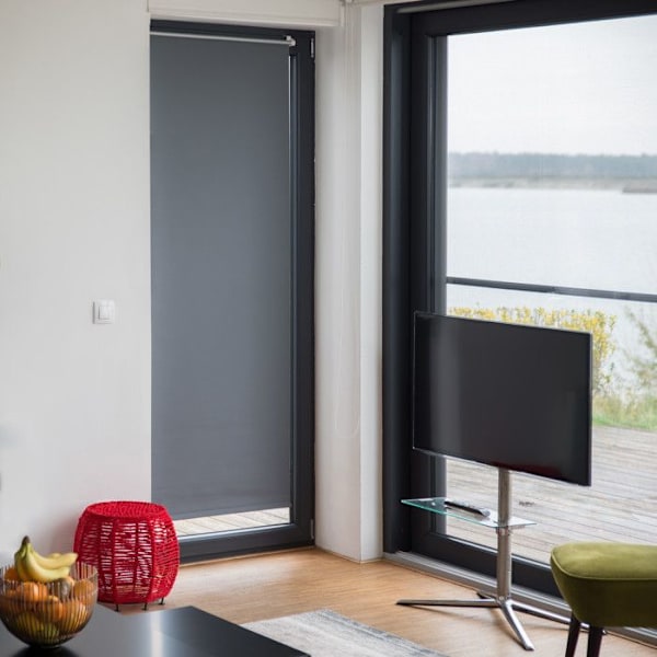Relaxdays Rullgardin blackout, utan borrning, skyddar mot värme, dörrar, fönster, 70x165 cm, tyg 66 cm, grå antracit, silverfärgad
