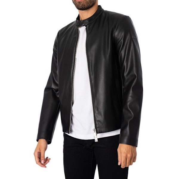 Jacka i konstläder - Armani Exchange - Herr - Svart - Fickor med dragkedja - Stor krage - Dragkedjestängning Svart M