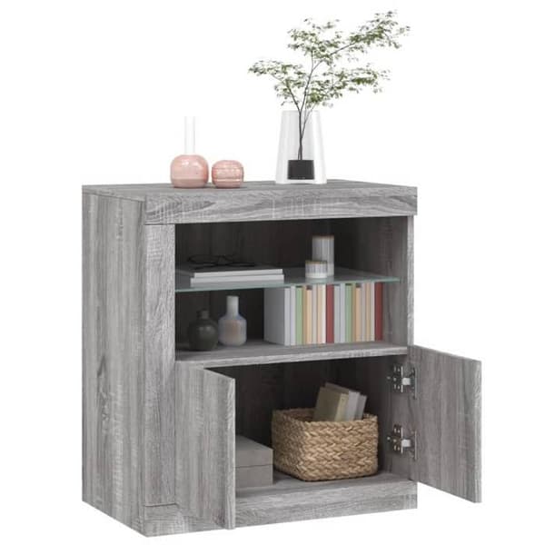 vidaXL Buffé med LED-lampor sonoma grå 60,5x37x67 cm 836621