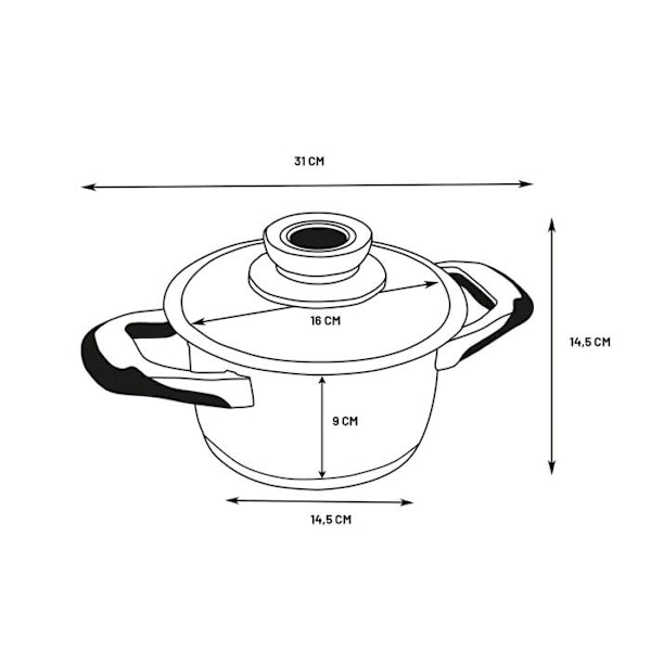 ECOVITAM | 1,8L holländsk ugn 18/10 rostfritt stål | Diameter 16 cm | Alla värmekällor inklusive induktion | Integrerad termometer | PFA fri Grå