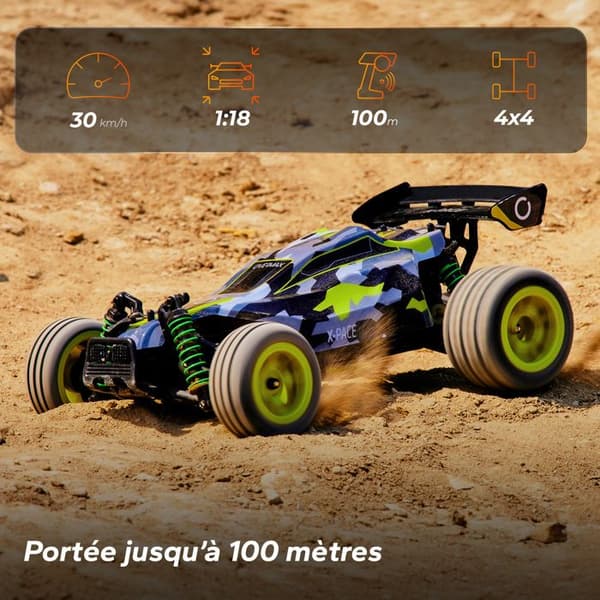 Fjärrstyrd bil - OVERMAX - X-Pace - 45 km/h - LED-belysning - Autonomi 30 min Grå