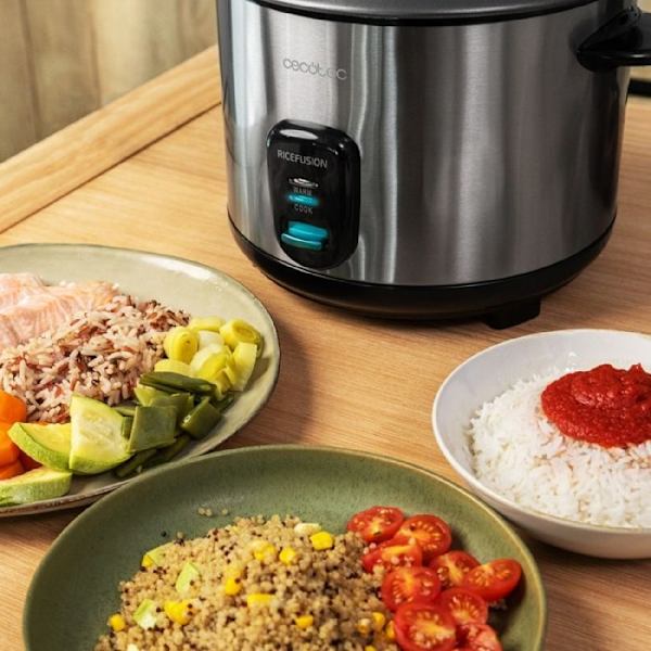 Cecotec RiceFusion 7000 riskokare i rostfritt stål. 700 W, kapacitet 1,8 liter, 10 portioner, rostfritt stål och glaslock. Fungera Rostfritt stål