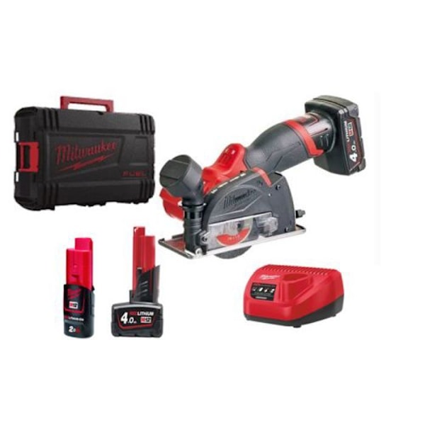 12V M12 FCOT-422X vinkelslip + 2 batterier (2 - 4Ah) + laddare i HD-BOX - MILWAUKEE - 4933464619