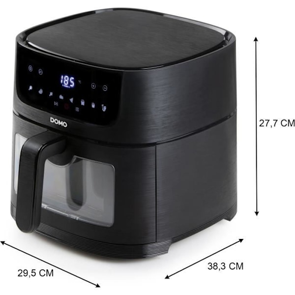 Varmluftsfritös - DOMO - DO540FR - 6L - Digital skärm - 8 program - Deli-Fryer Svart