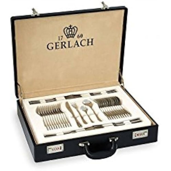 Bestickset - GERLACH - Valor - 68 delar - Rostfritt stål 18/10 - Elegant väska Glänsande silver