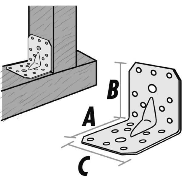 Förstärkt vinkel - 90 x 80 x 50 mm - Alberts