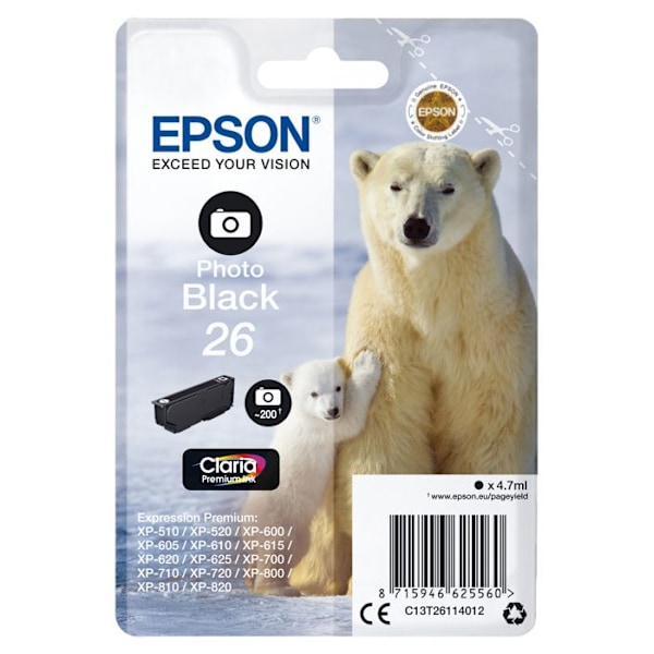Original Epson 26 bläckpatron - foto svart - för Expression Premium XP-510/820