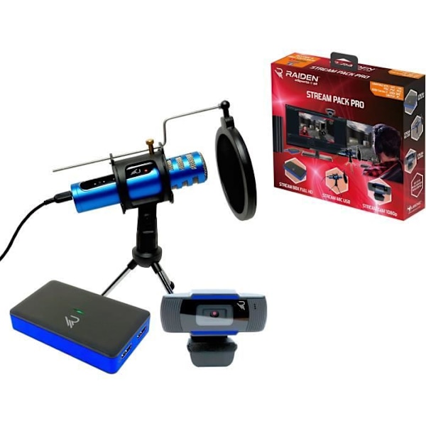 Subsonic Raiden - Tillbehörspaket för spelare och YouTube-strömmar, Full HD-videoinspelningsbox, mikrofon, HD-kamera