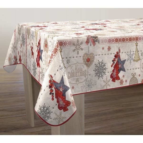 Merry Christmas Fläckbeständig duk - Rektangel 150 x 240 cm Bourgogne, Taupe, Guld