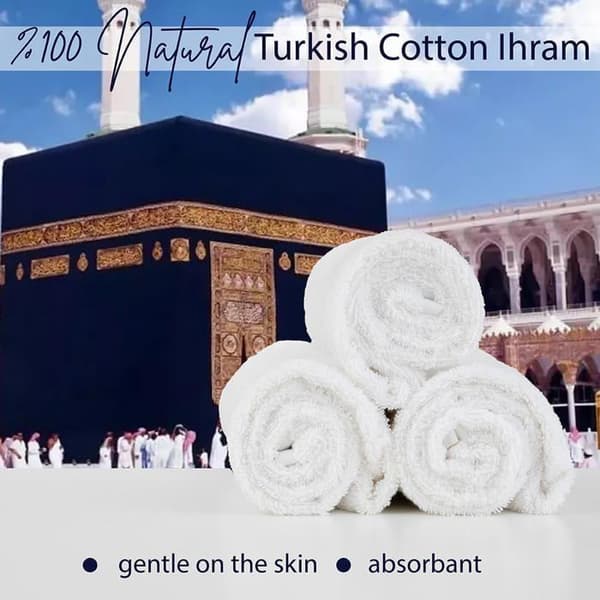 Ensemble Ihram man 2 delar 100% turkisk bomull 110 x 220 cm med elastisk midja Bomull med bälte