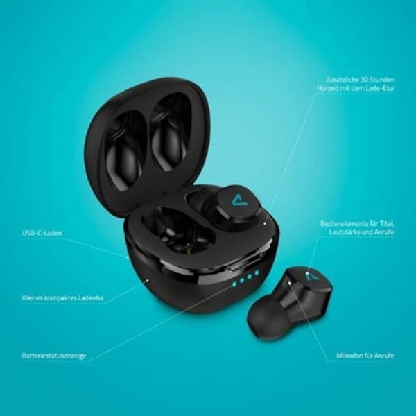 In-ear hörlurar - LAMAX - Dots2 Play - True Wireless BT 5.1 - 37 timmars batteritid - USB-C Svart