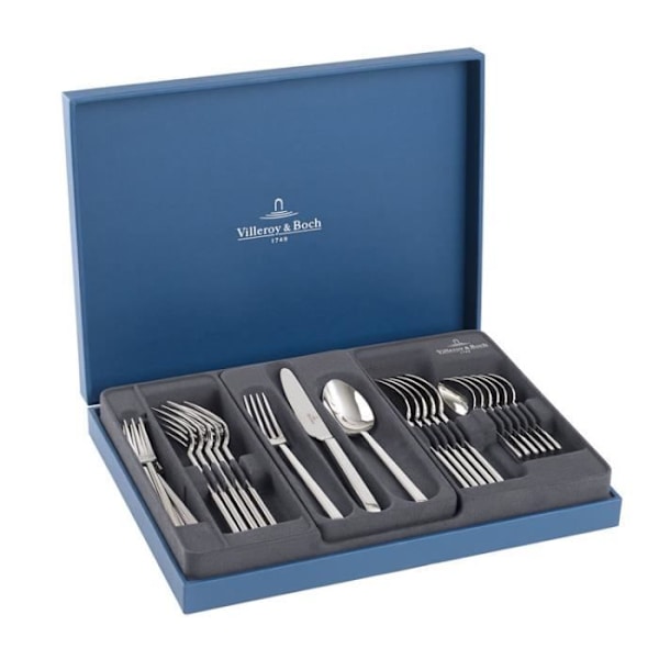 24-delat bestickset - Villeroy Boch - 18/10 rostfritt stål - Rektangulärt handtag - Kompatibel med diskmaskin