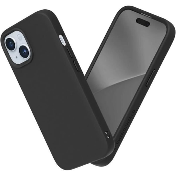 Coque - RhinoShield - SolidSuit - Kompatibel med iPhone 15 - Stötskydd 3,5m - Minimalistisk design Svart