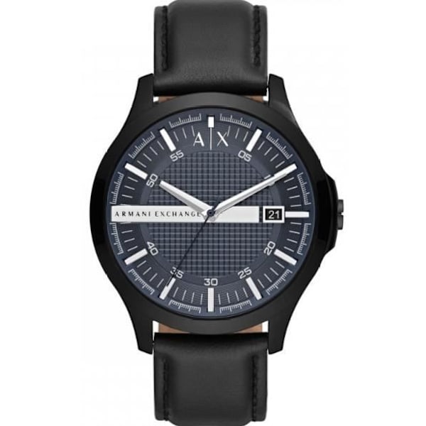 A|X ARMANI EXCHANGE 406842 Kvartsklocka för män - Läderarmband - Analog - Vattentät 50M