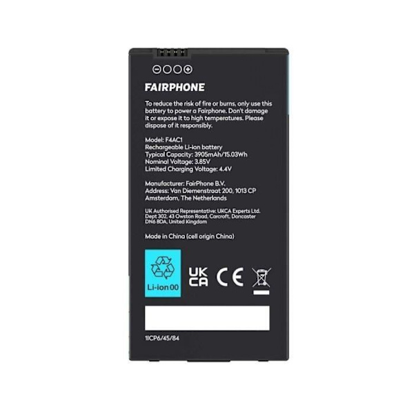 Batteri - FAIRPHONE - F4BATT-1ZW-WW1 - Svart - 3950 mAh - Kompatibel med Fairphone 4
