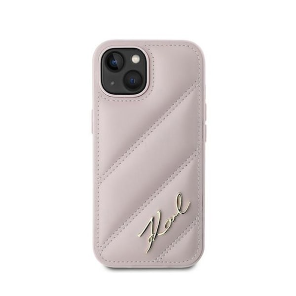 Karl Lagerfeld Diagonal Quilted Script - Fodral för iPhone 14/15/13 (Rosa) Rosa