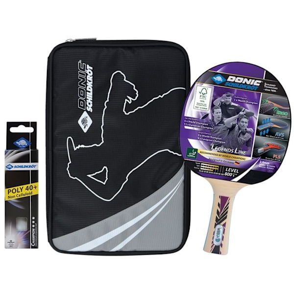 Bordtennis set - Schildkröt - Legends 800 - Offensiv racket - 3 bollar - FSC-certifierat svart