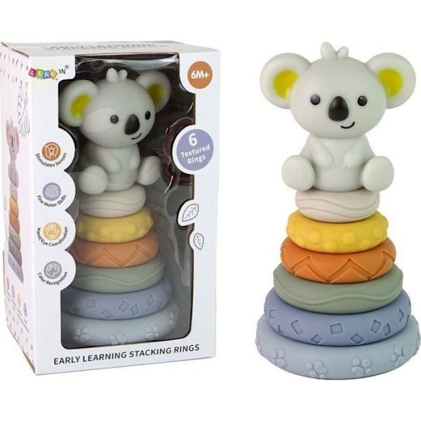 Forme att sortera - former att arrangera - formbox - pyramide med nestande former Leantoys Pyramide Koala för spädbarn