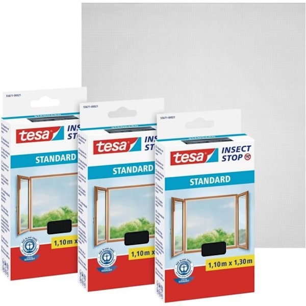 Moustiquaire - tesa - Insect Stop STANDARD - Auto-agrippande - 1.10m x 1.30m - Anthracite