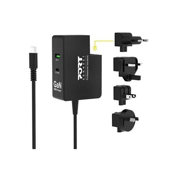 Strömadapter - PORT Designs - PORT Connect - Strömadapter - 100 Watt - 5 A - PD, Snabbladdning - 3 utgångskontakter