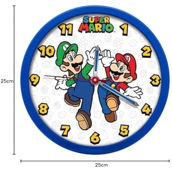 Väggklocka - Super Mario - 25 cm - Flerfärgad - Plast - Helmoderna Design Flerfärgad