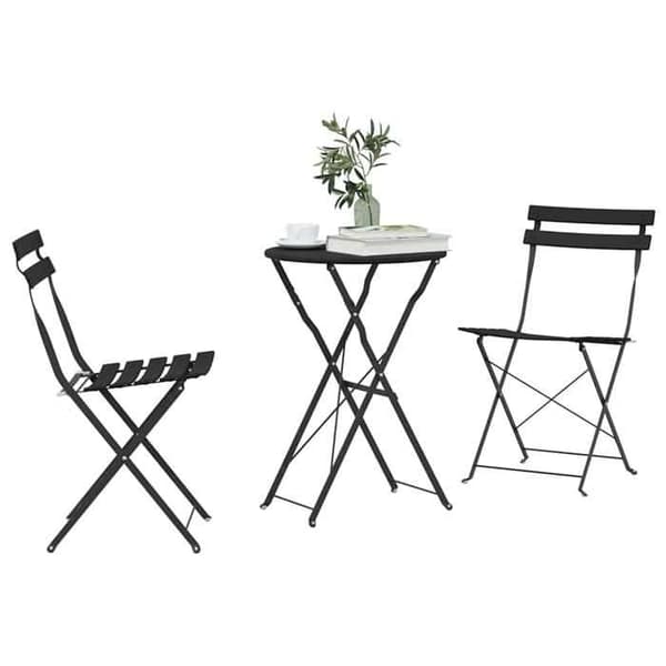 vidaXL Bistroset 3 delar Fällbar Antracit Stål 42002972