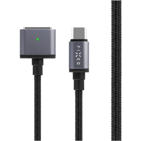 Strömkabel - FIX - USB-C/MagSafe 3 - 2m - 140W - Grå flätad
