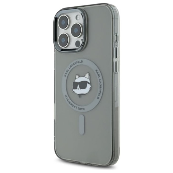 Coque MagSafe Karl Lagerfeld IML Metal Choupette Head för iPhone 16 Pro Max (svart)