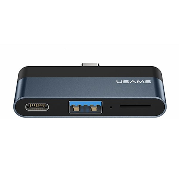 Usams - Anslutningshub (US-SJ491) - Type-C till USB, Type-C, Micro SD - Mörkgrå