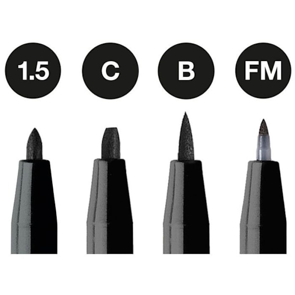 Ritmärken - Faber-Castell - Pitt Artist Pen - Svart - 4 olika stift Svart