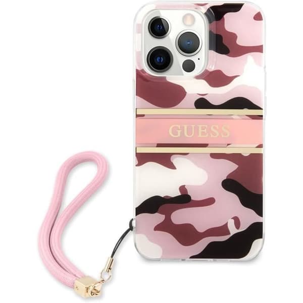 Hårdskal - Guess - iPhone 13 Pro Max - Rosa Camo - Stötskydd - Elegant Ros