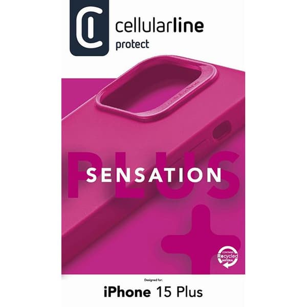 Telefonfodral - Cellularline - Sensation Plus - iPhone 15 Plus - Rosa - SKYDDSMICROBAN Ros