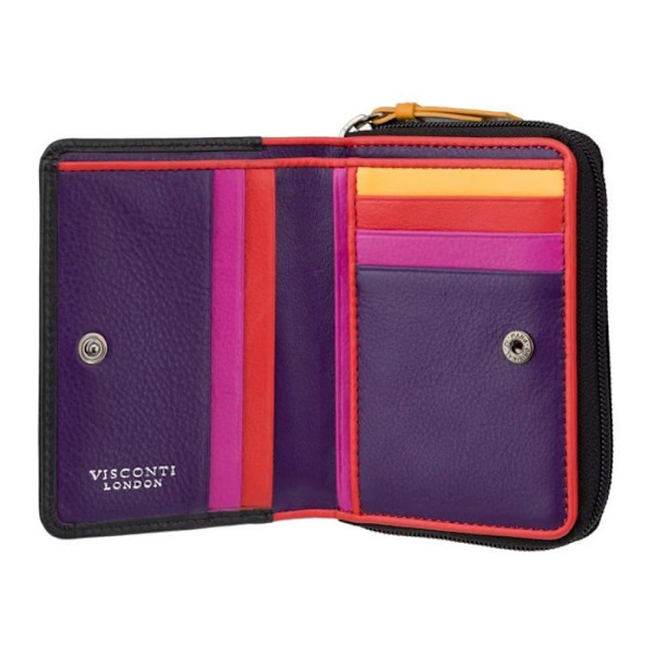 Visconti 'Twofold Leather Damplånbok "Rainbow Multicolor/flerfärgad liten plånbok (RB53):