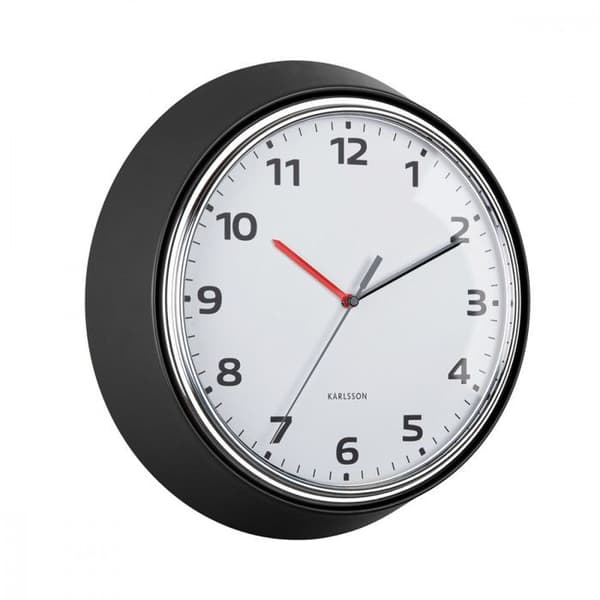 Väggklocka Modern Retro D34cm - Present Time - Svart - Svart